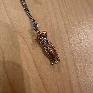 S925 Sterling Silver/Rose Gold Couple Hug Necklace